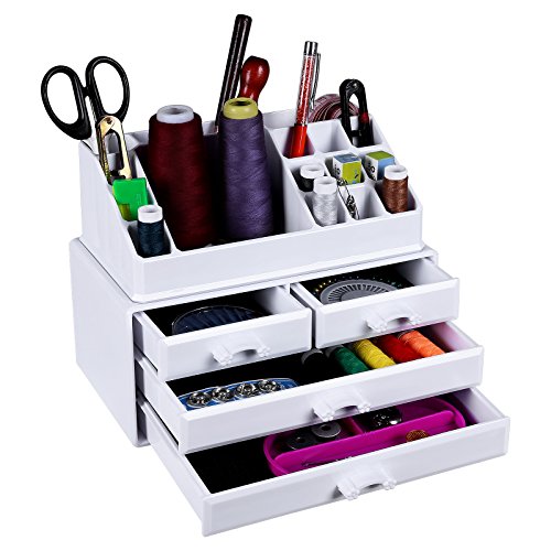Songmics Muttertagsgeschenk Kosmetik Aufbewahrung Organizer 4 Schubladen Acryl weiß JKA0010 - 5