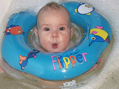 Preisvergleich Produktbild Schwimmring Flipper Schwimmreifen für den Hals Schwimmhilfe (Blau)