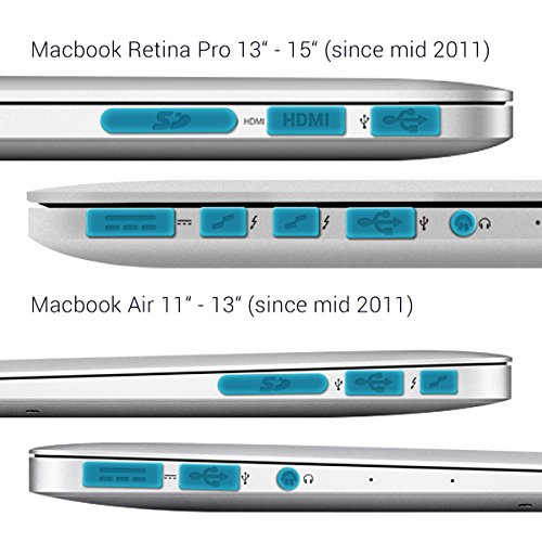 kwmobile 12in1 Set: 12er Staubschutz Set für Apple MacBook Pro 13″ 15″ Retina / Air 11″ 13″ (ab Mitte 2011) – Staubschutz Stecker Zubehör Dust Plug in Blau - 4