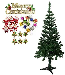 Evisha 3 Feet Long Artificial Christmas Tree and 25 Pcs Hanging X-Mass Christmas Decoration