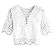 Produktbild Rosennie Frauen Elegant Lace Spitzenshirt Tops Spitzen Langarmshirt Damen Sexy Chic Hollow Out Spitzebluse Hemdbluse Langarm Stehkragen mit Futter OL Business Party Mode Kurzes T-Shirt (Weiß B, M)