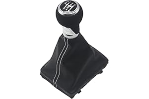 Arotzelox Pomello del cambio perforato a 6 marce, cuffia del cambio e telaio cucitura bianca per A4 B8 A5 Q5 pomello della leva del cambio