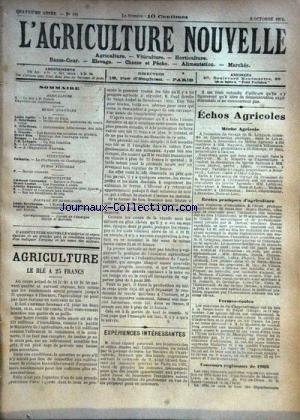 AGRICULTURE NOUVELLE (L') [No 181] du 06/10/1894 - AGRICULTURE PAR CAILLE - SCHRIBAUX - TROUDE - BLIN - VESQUE - LEHAGRE - VITICULTURE - HORTICULTURE PAR COUTURIER - LOUBIE - MAGNIEN - ELEVAGE PAR BRECHEMIN - SERVIN gratuit