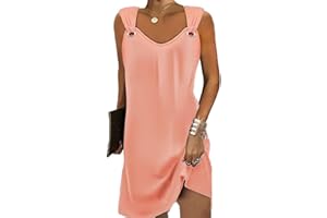 GUCURIN Femmes Col V Robe Tunique Élégant Plage Soirée Fête Cocktail Mini Shirt Robe Casual T-Shirt Mi Longue Décontracté Dress D’été Bandoulière avec Boucle Plage Robe Imprimé Bohème Robe