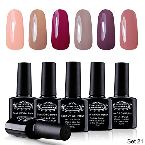 Perfect Summer 6pcs UV Led Gel Nail Polish Soak Off Semi-permanent Varnish Multi- Color Beauty kits 10ml Collection