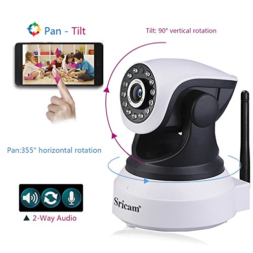 LEMNOI SP017 Telecamera di Sorveglianza Wireless 720P HD IP Camera WiFi/Ethernet con Istruzioni per l'uso App Sricam/DVR/NVR Assistenza in Italiano Compatibile con iOS /Android/Windows PC