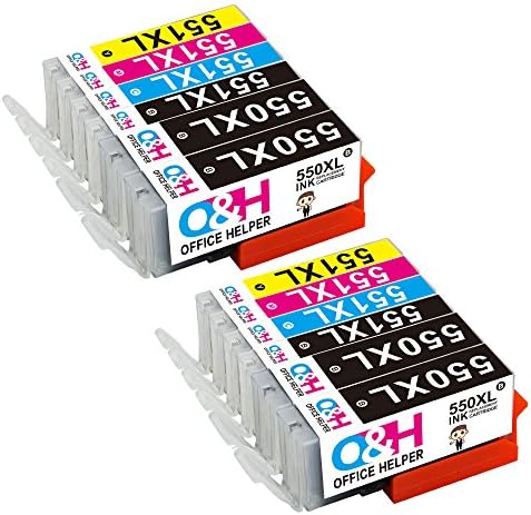 OFFICE HELPER Compatible Canon PGI-550 CLI-551 PGI-550XL CLI-551XL Ink Cartridges Compatible with Canon Pixma iP7250 MG5650 MX925 iX6850 MG5550 MG5450 MG6650 MX920 MG5400 MG6450 MG7500 MX725 iP7200 12PK(4 PGBK,2 Black,2 Cyan,2 Magenta,2 Yellow)