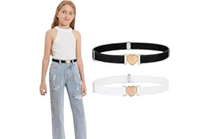 SXCCNW Gürtel Kinder, Elastische Gürtel für Mädchen, Herzform Gürtel Ohne Schnalle Verstellbare Elastische Gürtel für Kleider Jeans Hose Uniform