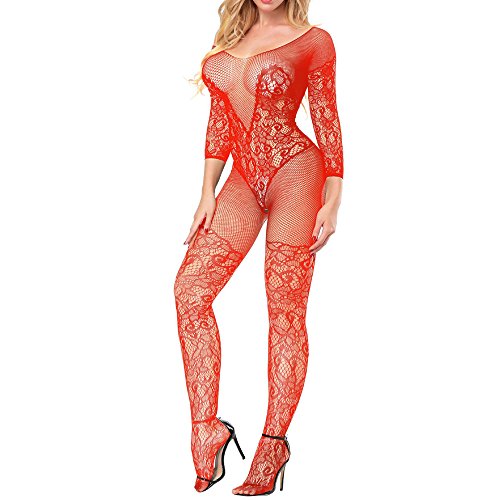Preisvergleich Produktbild Damen Fishnet Socken Dessous Spitze Unterwäsche Babydoll Jumpsuit Nachtwäsche Brust bestickte sexy Strümpfe Siamesische Strümpfe hohlen Versuchungsstrümpfe