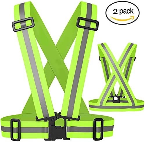 Reflective Vest High Visibility Elastic Reflective Running Vest For Walking,Car Safety,Highway Emergencies,Jogging,Cycling,Motorcycle For Adults and Kids (Green(2 Pack))