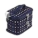 Polka Dots Double-Layer Toiletry/Cosmetic/Makeup Bag Travel Wash Organizer Case (Dark Blue)
