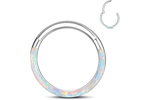 ESHIONER G23 Titanium Piercing Pierścienie do nosa Piercing Helix Conch Srebrny Złoty Piercing Pierścienie do chrząstki Tragus Daith Opal Pierścień do nosa Hipoalergiczny Piercing 18G, 16G,