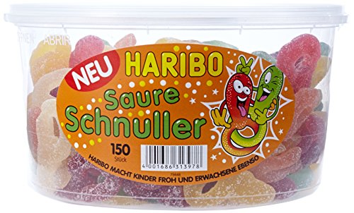 HARIBO Saure Schnuller 150 St in Runddose, 1er Pack (1 x 1.2 kg)