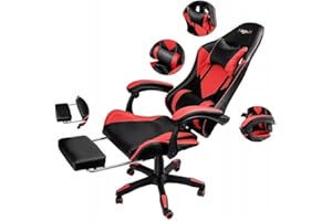 Mega-M Fotel gamingowy obrotowy z podnóżkiem KRZESŁO GRACZA kubełkowy 130kg 63x63x116 cm (czarno-czerwony)