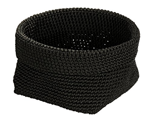 WENKO 2621100 Häkelkörbchen Malia Schwarz, Polypropylen, 16 x 16 x 16 cm, Schwarz
