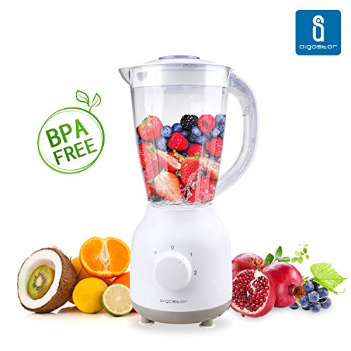 Aigostar Spin 30HLV - Batidora de vaso blanco de 350 watios. Selector de velocidad y modo manual. 1'5 litros de...