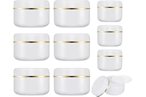 AUXSOUL 10 Stück Cremedosen zum Befüllen 100ml & 50ml, Leer Tiegel für Creme, Weiß Kunststoff Kosmetikdose mit Goldband, Kosmetikbehälter Leerdose für Make-up-Cremes