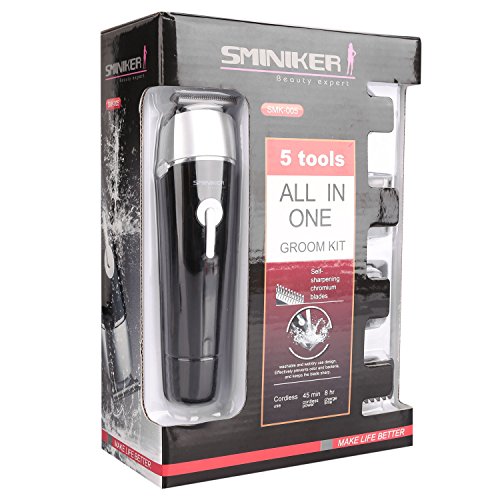 Sminiker 5 in 1 Haarschneide Set Gesicht+Körper+Haar, 8 Aufsätze, Herren Grooming Kit Haarschneider Bartschneider Dual Rasierer Haarschneidemaschine, Körpertrimmer, Barttrimmer, Haarschneider, Langhaarschneider, Haartrimmer, Bodygroomer Wiederaufladbar - 6