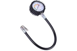 Amindz Medidor Digital Presión de Neumáticos,Medidor Presión Neumáticos con Manguera,220PSI Medidor de Presion Digitales,Manómetro de Neumáticos para Motocicleta,Bcicleta y Coche