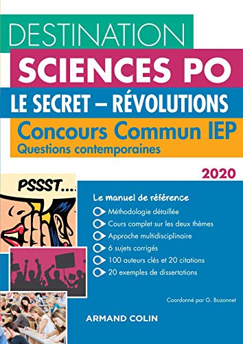 Télécharger Destination Sciences Po Questions contemporaines 2020 Concours commun IEP - Le secret - Révolutions PDF Ebook En Ligne