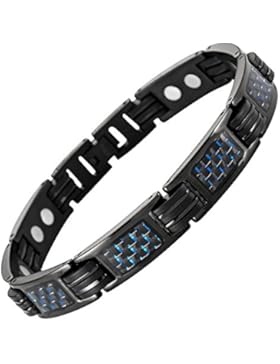 Willis Judd magnetische Herren-Armband aus schwarzen Titan mit blauen Carbon Fiber