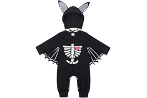 FANCYINN Unisex Halloween bebé Mameluco niño bebé Halloween murciélago Cosplay Disfraz Monos Sombrero Conjunto 3-24 Meses
