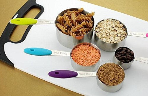 Bekith 10er Set Edelstahl Messbecher Messlöffel mit dem Silikon Griff für Küche Kochen Backen - 6