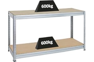 PROREGAL Banco di lavoro regolabile in altezza DINO zincato HxLxP 90x160x60cm Capacità di carico 600kg Banco di lavoro tavolo da lavoro