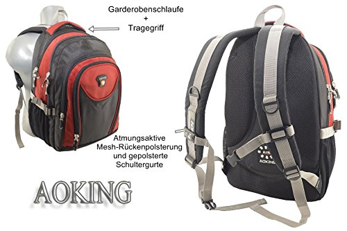 Laptop Rucksack Schulrucksack Schulranzen Schultasche A4 15 Zoll in 5 Farben Aoking Uni Rucksack Perfect Day Multifunktionsrucksack Campus Daypack Rucksack City Rucksack / Schule Arbeit & Freizeit / Bag A / 4 Outdoor Schulrucksack Sport City Rucksack Schule Arbeit & Freizeit Bag Schulrucksack Sportrucksack Backpack Laptoprucksack Laptopfach 15″… (rot) - 3