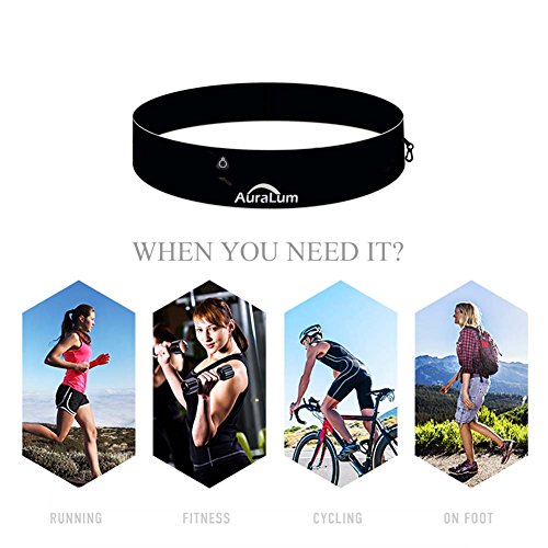 Preisvergleich Produktbild Neuest Auralum® 10 Jahren Garantie slim Sport Gürteltasche Laufgürtel Hüfttasche Bauchtasche mit Reflektierende, Sicherheit,Leicht, Hohe Elastizität,beste Wahl für Trekking, Jogging, Laufen, Reiten usw.(S)