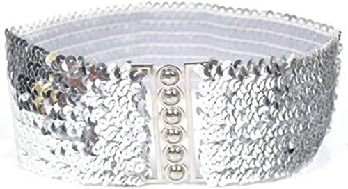 ValueWay Ladies Fashion Sequins Elastic Stretch Shinning Waist Band Casual Belt[silver]