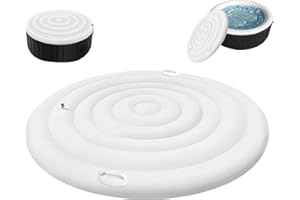 BommFu Couverture De Spa, Couvercle De Protection Thermique Pliable, Résistante Aux Intempéries Housse De Spa Gonflable avec Poignée, Gonflage Et Dégonflage Rapides, 145 Cm