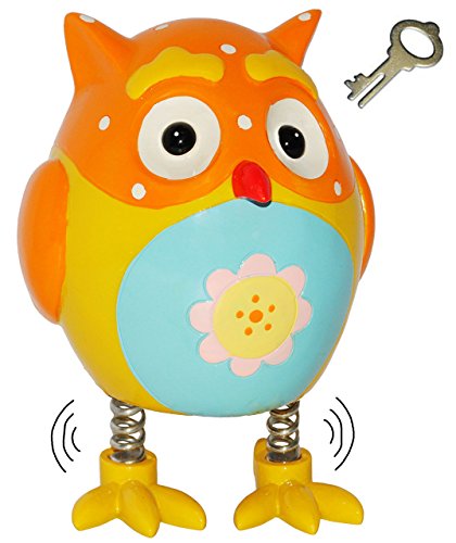 große 3-D Effekt _ WACKEL - Spardose - " lustige bunte Eule - gelb / orange " - mit Schlüssel und Schloss - stabile Sparbüchse aus Porzellan / Keramik - Wackeleule - Sparschwein - Eulen Vögel - für Kinder & Erwachsene / lustig witzig - Eulen - Kinderspardose - Baby Geburt - Reisekasse Urlaub Reisen - Geldgeschenk - Babyspardose / Taufe - Tier - Mädchen Jungen - Urlaubskasse / Eulenmotiv - Tiere
