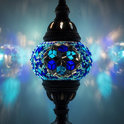 Preisvergleich Produktbild Mosaik Lampe – Handarbeit Türkisch Mosaik Tisch Lampe mit Laterne, marokkanischer Mosaik, Bronze Base, Einzigartige Tischlampe N1 Für Ihr Zimmer Dekoration von TK Bazaar Turquaz