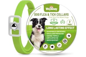 Woyamay Collier Anti Puces pour Chien, Réglable Résistant à l'eau Collier Chien Anti Puces et Tiques, 8 Mois Naturel Collier Anti Tique Chien pour Chien Toutes Races et Tous âges - Vert