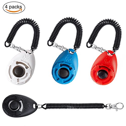 Joyoldelf-4pcs-Pet-Trainer-Clicker-Dog-Training-Aid-and-Lead-Tool-with-Wrist-Strap-for-Recall-and-Obedience-Training