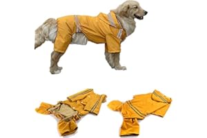 BESER LEE Impermeabile per animali domestici con cappuccio – Impermeabile per cani di taglia media per cani di grandi dimensioni – Poncho pioggia per Schnauzer, Samoyed, Akita, Golden Retriever, Labrador