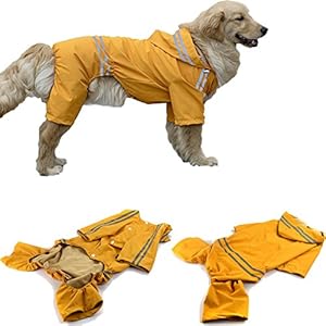 Manco Luella Chubasquero Impermeable para Perros medianos y Grandes, con Tapa, Impermeable y con diseño de Perro y Lluvia, para Golden Retriever, Labrador Retriever, Schnauzer, Samoyed, Akita