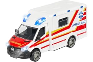 Majorette Mercedes-Benz Sprinter Krankenwagen Spielzeug (15 cm) - Spielzeugauto mit Licht & Sound, Gummireifen, ab 3 Jahren - 213712001