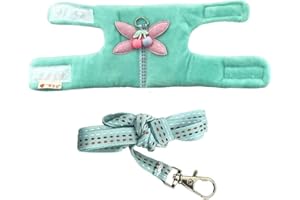 ANIAC Guinea Pig Harness and Leash Set Soft Fleece Small Animals Working Harness Comfort Hamster Vest Small Pet Warm Clothes for Rats Ferret Gerbil Sugar Glider Chinchilla(Small, Green)