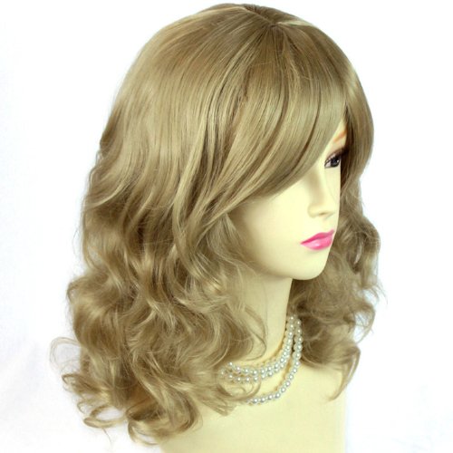Stunning Heat Resistant Curly Medium Wig Light Honey Blonde Lady Wigs WIWIGS UK