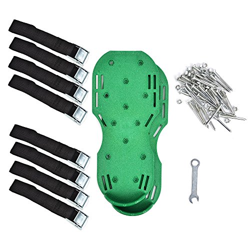 DEKOMORE Rasenlüfter Schuhe 4 Verstellbare Gurte, Rasenbelüfter Nagelschuhe mit 5 CM Nägel, für Garten Hof,1 Paar ,Grün - 4
