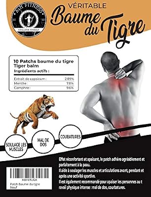 A&M FITNESS CHALLENGE YOURSELF EST 2017 Patch Baume du Tigre Chauffant, Anti Douleur, Anti Inflammatoire, Mal de Dos, Douleurs Musculaires et Articulaires, Courbatures - Menthol et Camphre de la Médecine Chinoise - Lot de 10
