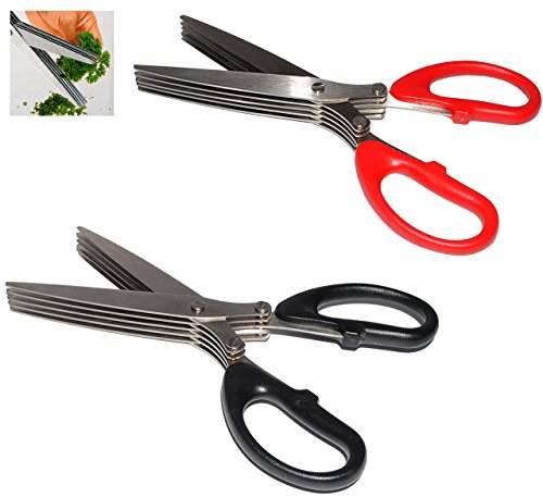 hochwertige – Kräuterschere / Kräuterschneider – Schere für kleine Teile – 5 fach Zerschneider mit 10 Klingen – Edelstahl – z.B. Küchenkräuter / Petersilie – Dill – Zerkleinerer – auch als Papierschere – Kräutergarten – Küchenschere / Schneider – Küche / Kochen - 4