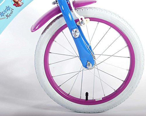 Girl bicycle Disney Frozen 16 inch 4 5 6 years old with removable training wheels, doll seat and basket blue