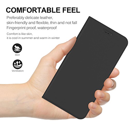 Funda Moto Z2 play Carcasa KuGi Slim Flip Cover Carcasa Cubierta de cuero PU Multi-Angle Shockproof Silicio Protectora de Carcasa con Soporte Plegable para Moto Z2 play 2017 Smartphone Slim Book Series - Negro 