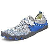  ZOEASHLEY Herren Damen Wandern Barfußschuhe Trekking Schuhe Sommer Ultraleicht Outdoor Fitnessschuhe mit Rutschfest Weiche Sohle Gr.36-46, Blau, 43 EU