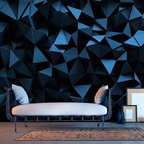 FOTOTAPETE 350x245 cm - VLIES TAPETE PREMIUM - PROFI QUALITÄT - 3 Farben zur Auswahl - Top moderne Wanddeko - Wandbilder XXL - Riesen Wandbild - Top Design Tapete - Neue exklusive Edition mit noch besser Druckauflösung - Deutsches Premium Vlies - 3D optisch schwarz dunkelblau f-C-0113-a-d