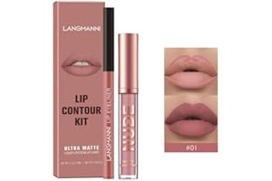 CXLEYII Lip Gloss Lip Liner Combo Set, rossetto liquido, smalto opaco per labbra, lucidalabbra antiaderente, matita professionale per il trucco delle labbra (01#)