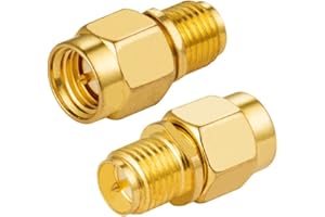 Vecys Adaptador SMA Macho a RP-SMA Hembra (con Clavija) Adaptador Recto Coaxial RF Chapado en Oro para Tarjeta Enrutador Antena Red Inalámbrica (2 Piezas)